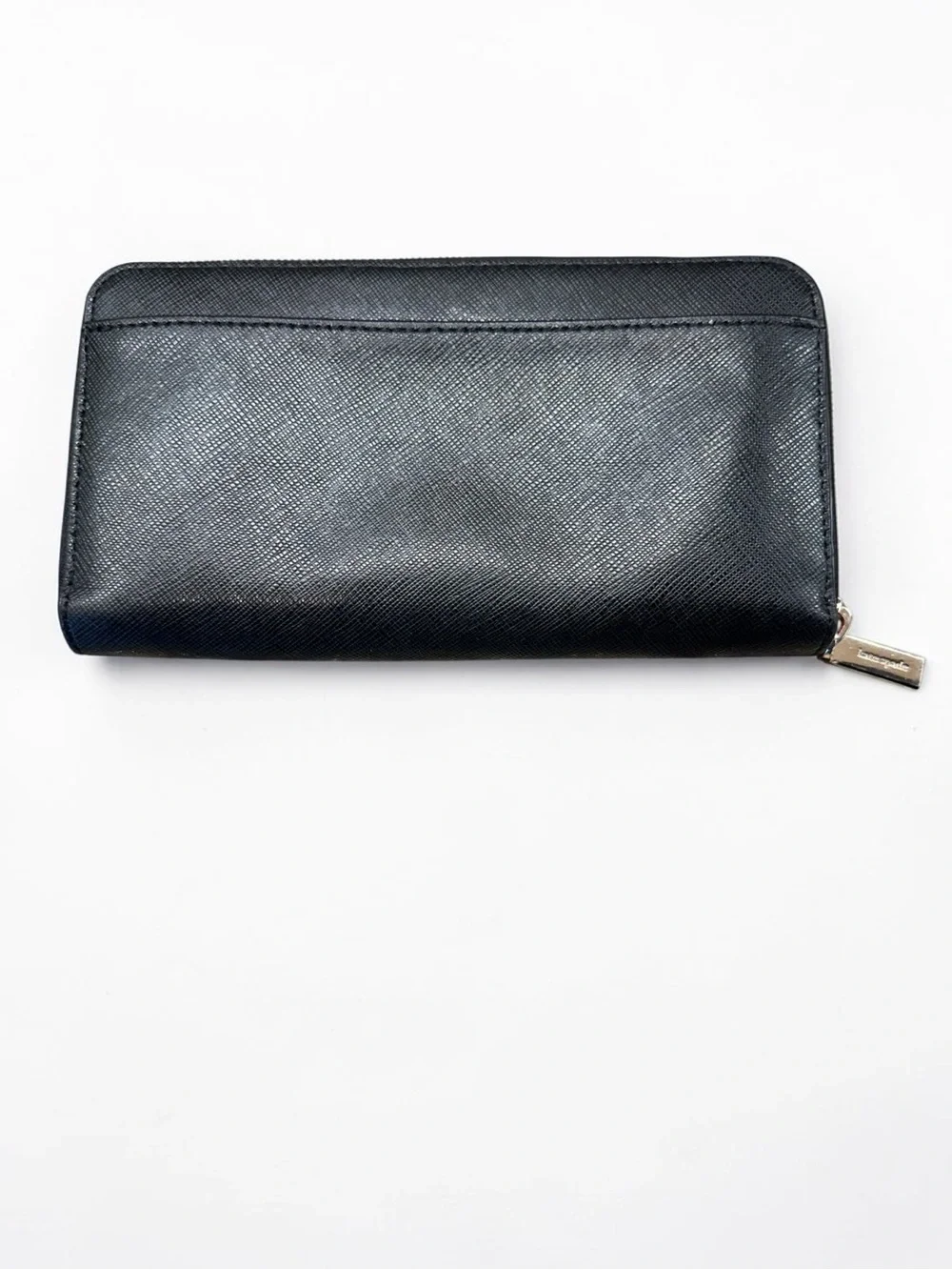 Kate Spade Staci Black Saffiano Leather Zip Around Continental Wallet EUC